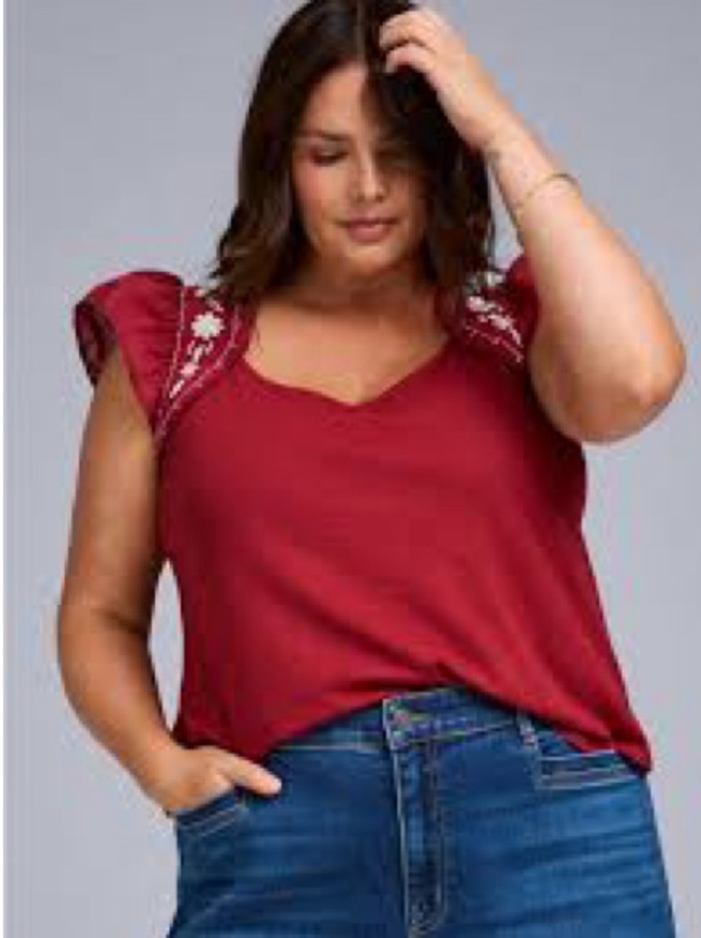 Torrid Belle Isle Flutter Embroidered Top 1 NWT